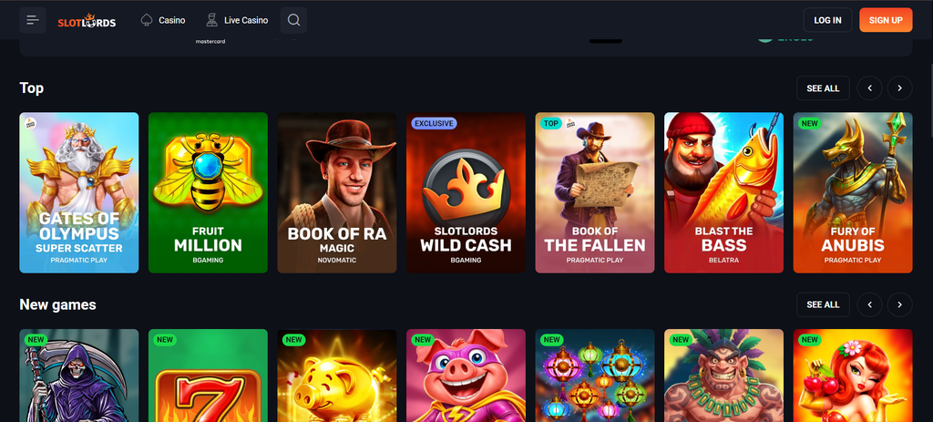 Offer details at Slotlords showing the two eligible games