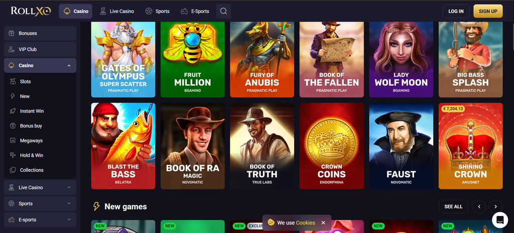 Terms and conditions page at RollXO for the spins offer